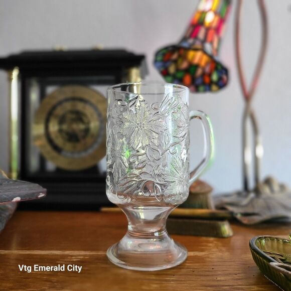 Vtg Single Princess House Fantasia Hot Clear Cup Mug Leaves Autumn Pumpkin Spice - Picture 1 of 12
